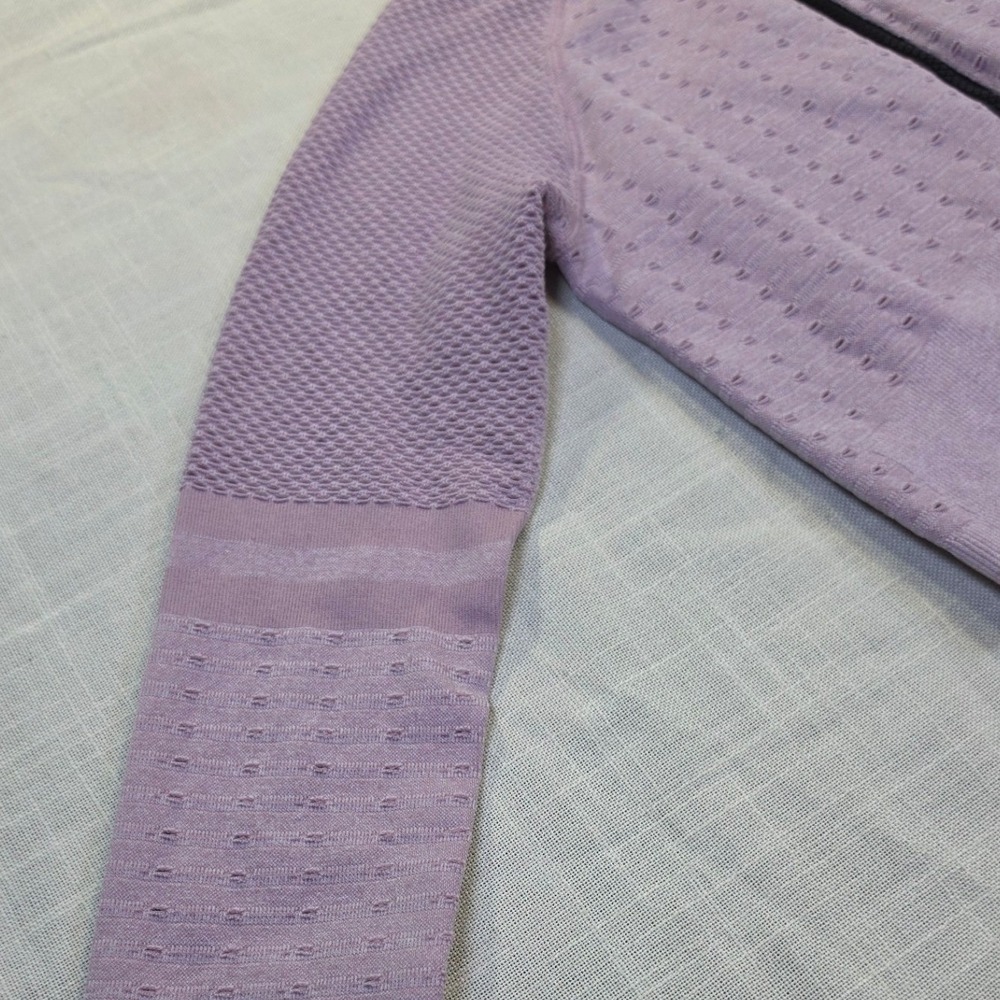 Purple Seamless Full Zip Cropped Performance Jacket Mesh Vent Athletic Top - Picture 2 of 8